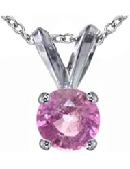 1 CT Pink Sapphire Solitaire Pendant 14K Gold