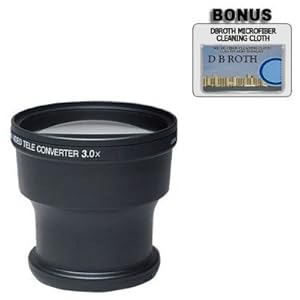 3x Digital Telephoto Professional Series Lens + DB ROTH Micro Fiber Cloth For The Sony HDR-SR1, DCR-TRV330, TRV340, TRV350, TRV460, TRV530, TRV730, TRV740 Memory Stick Camcorders