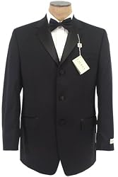 Ralph Lauren Mens Single Breasted 3 Button Solid Black Wool Tuxedo - Size 42L