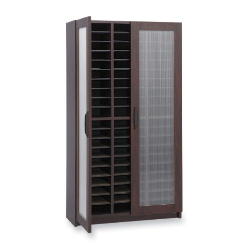 Safco 60-Compartment Literature Organizer with Doors, 30.25 Inches Width x 54.75 Inches Height, Mahogany (9355MH) On Sale