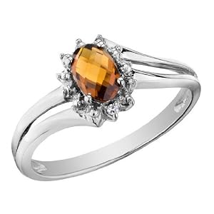 Buy Citrine Ring with Diamonds 2 5 Carat (ctw) in 10K White Gold