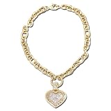 14K Yellow Gold Diamond Heart Bracelet