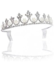 Bling Jewelry White Gold Pearl Crown Bridal Tiara by 