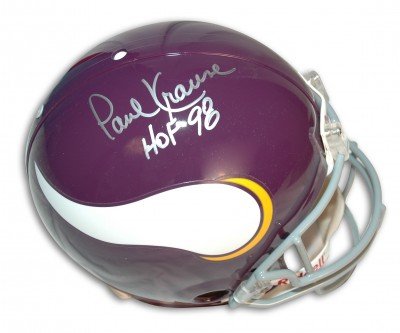 Paul Krause Autographed/Hand Signed Minnesota Vikings Full Size Throwback Proline Helmet with HOF 98