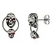 Stainless Steel Door Knocker Skull Earrings w/ Red Stone Eyes, 11/16 in. (17mm)
