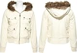 DOLLHOUSE Corduroy 4-Pocket Jacket W/ Fur Trim Hood [6251A], Milk Shake