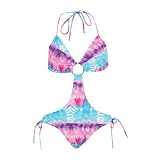 Monokini Swimsuit Tie Dye Bandeau Pink