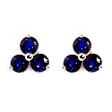 14k White Gold Iolite 3 Stone Earrings