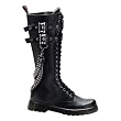 MENS Knee High Boots Brass Knuckles Chains Gothic Boots Lace Up Black Combat