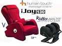 iJoy 130 Red Human Touch Massage Chair + Black Ottoman 2.0 Calf and Foot Massager