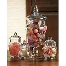 TERRA APOTHECARY JARS - TERRA COLLECTION SET OF FOUR CLEAR APOTHECARY JARS - APOTHECARY JARS