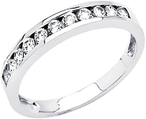14k White Gold 1/3ct TGW Round-cut Diamonette Cubic Zirconia Channel-Set Wedding Band