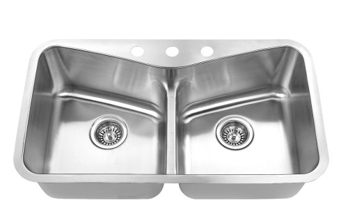Topmount Stainless Steel Double Bowl Kitchen Sink - Half Divide