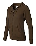 J.America 8471 Ladies' Allison Full-Zip Hooded Jumbo Thermal (Chocolate Chip, Medium)
