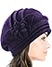 Dahlia Women's Elegant Flower Wool Cloche Bucket Slouch Hat
