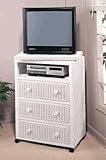 Wicker Three Drawer Entertainment Stand