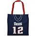New England Patriots #12 Tom Brady Navy Blue Jersey Tote Bag