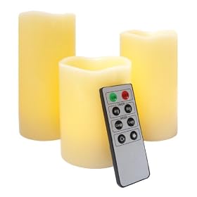 Mooncandles  -  3 Real Wax Flameless Candles with Timer and Remote Control