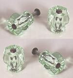 LOT of 4 Coke Bottle Green Crystal Knob Pulls with OIL RUBBED BRONZE with Flush-Fit Screws - Our Original Premium Depression type Crystal Glass Cabinet Knobs NOW with FLUSH FIT CONNECTORS, a 3rd Generation 1920 Depression Replica.