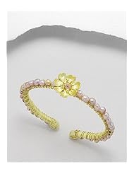 Flower Cuff Bracelet In Brass