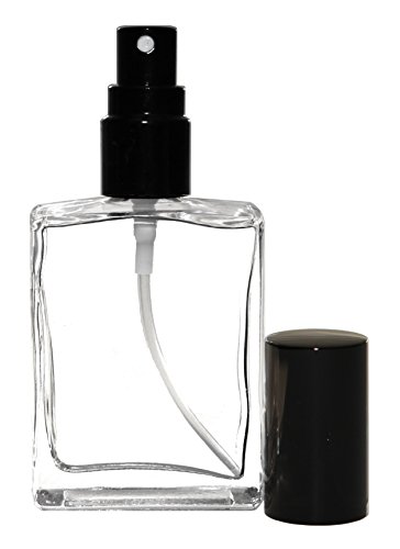 Riverrun Perfume Atomizer, Flat Glass Bottle, Black Fine Mist Sprayer 15ml ~ 1/2 oz
