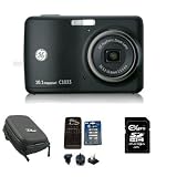 Ex-Pro Bundle: GE C1033 Black Digital Camera (10.1MP x3 Optical Zoom, 2.4 LCD, 1600 ISO, Smile Blink & Face Detection), with Ex-Pro Clam Case, Ex-Pro 2850mAh Batteries & Charger + 4GB SD Card.
