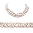 Triple Strand 16-18 Inches 8-9mm White Oval Shape Freshwater Cultured Pearl Necklace