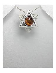 Baltic Amber Pendant Necklace In 92.5 Sterling Silver