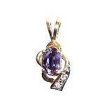 0.61 cttw Lab Created Alexandrite and Genuine Diamond Pendant - 14kt Yellow Gold