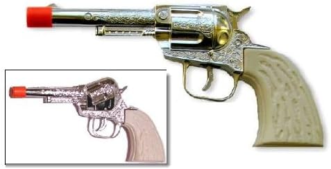 Toy Cap Gun: 1950 Style Silver Cowboy Western Roll Cap Pistol