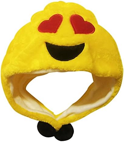 Emoji Fun Heart Eye Emoji Snow Hats Great for all Kids, Boys, and Girls (Black Balls)