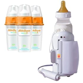 Dex Baby Automobile Bottle Warmer Plus MilkBank BPA Free Vented Feeding Bottles 8 oz - 3-Pack