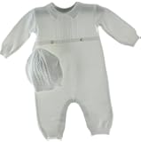 Infant Boys White Knit Romper Hat Set Take Home Outfit