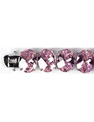 7.25" 16MM LARGE OVAL PINK CZ BIRTHSTONE TENNIS BRACELET .925 Sterling Silver