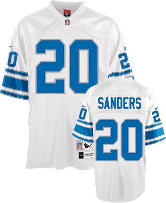 Barry Sanders Lions White Reebok Premier Jersey