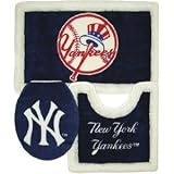New York Yankees Combo 3 Piece Bath Rug Set and Shower Curtain