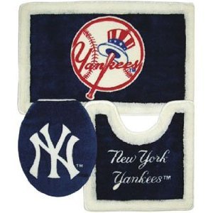New York Yankees Combo 3 Piece Bath Rug Set and Shower Curtain