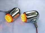 Chrome Bullet Style LED Turn Signals, front or rear, with Amber LEDs in Chrome Mini Bullet Housings