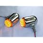 Chrome Bullet Style LED Turn Signals, front or rear, with Amber LEDs in Chrome Mini Bullet Housings