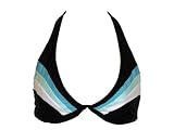 Coco Reef Black Halter Swimsuit-top w/Blue & White Stripes