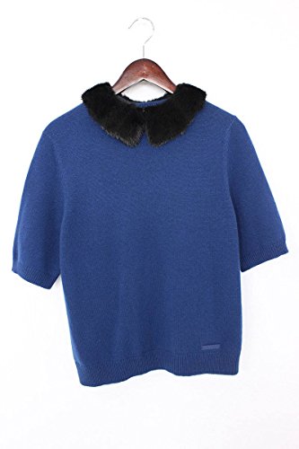 (ルイヴィトン) LOUIS VUITTON 13AW ミンクファー襟付カシミア半袖ニット(M/ブルー×ブラック) レディース 中古