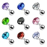 316L Surgical Steel Tragus Cartilage Barbell with 5mm Round Tanzanite Cubic Zirconia 3-Prong - Bowl Top - 16g - Bar Length: 1 4