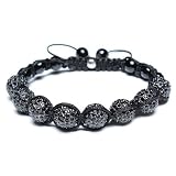 Bling Jewelry Black Swarovski Crystal Shamballa Bracelet Unisex Black Faceted Onyx Small Beads 12mm Bling Jewelry Black Swarovski Crystal Shamballa Bracelet Unisex Black Faceted Onyx Small Beads 12mm
