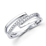 Diamond Anniversary Ring 14k White Gold Fashion Band (1/5 Carat), Size 9