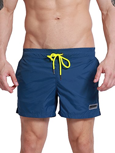 Neleus Men's Beach Shorts Swimming Trunk with Pockets,802# Navy Blue,USA S,Tag M