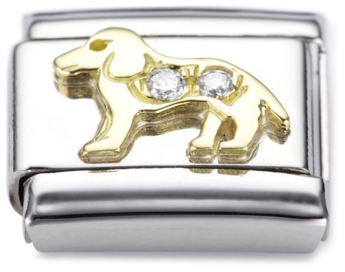 Nomination Comp. Classic TIERE - LAND 1 Edelstahl, 18K-Gold und Diamanten (Hund WEISS) 030 Preisvergleich