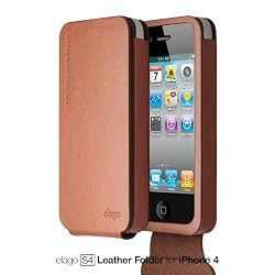 elago S4 Handmade Genuine Leather for iPhone 4/4S - Folder type + HD Professional screen film included