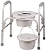 DMI 3 in 1 All Purpose Free-Standing Bedside Commode, Toilet Safety Frame and Raised Toilet Seat with Splash Guard, Lid and Pail