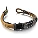 Men's Alloy Genuine Leather Bracelet Bangle Rope Brown Gold Black Braided Biker Tribal (with Gift Bag)