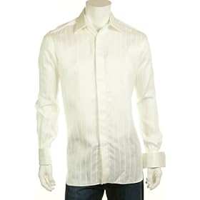 Ermenegildo Zegna White Formal Silk French Cuff Comfort Fit Dress Shirt, Size 16.5 X 42